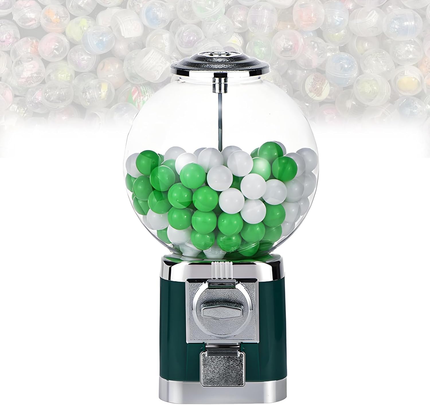 Automatic Gumball Capsule Vending Machine, Big Bubble Dispenser with Key, Ideal for Retail Stores and Parties, Fun Green Color, Easy to Use, High Capacity