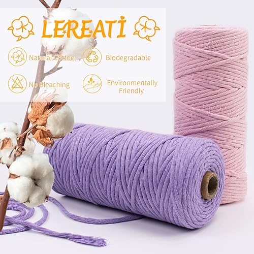 Miniatura 3 de LEREATI Cuerda de macramé de una hebra de 0.118 in x 110 yardas, color verde lago de 0.118 in, cuerda de algodón natural, cuerda de algodón grueso