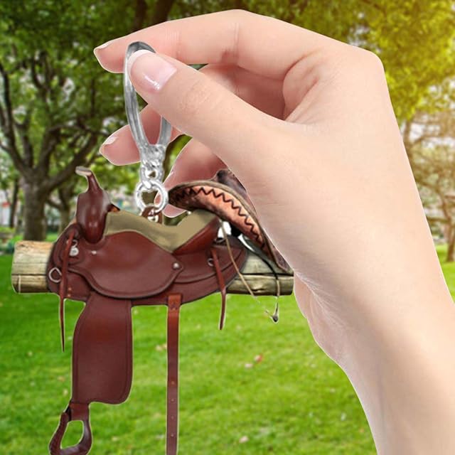 Foto 5 de 7 de TABSIRAH Llavero de sillín, llavero de acrílico para silla de montar a caballo con colgante plano
