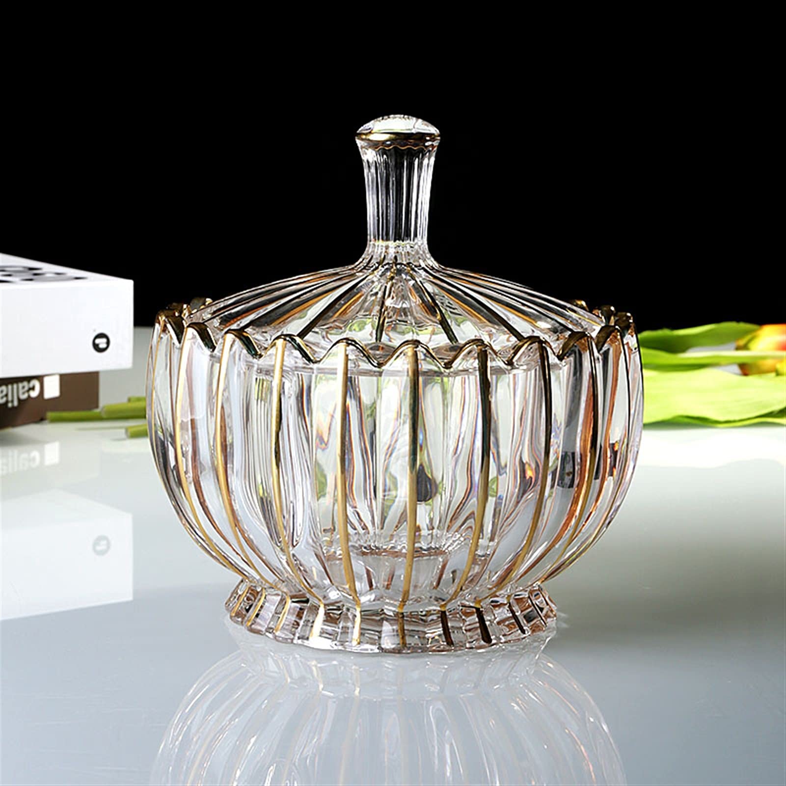 Sucrier avec couvercle sucrier sucrier en cristal transparent avec couvercle, boîte à sucre en verre épaissi, distributeur de sucre pot de bonbons pot d'assaisonnement avec couvercle