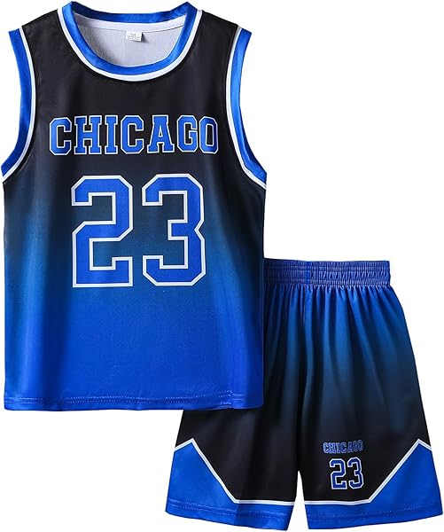 Basketball Jerseys 23# for Kids Youth Sports T-Shirt Jersey Boys Girls Gradient Basketball Uniform Set 6-16Years