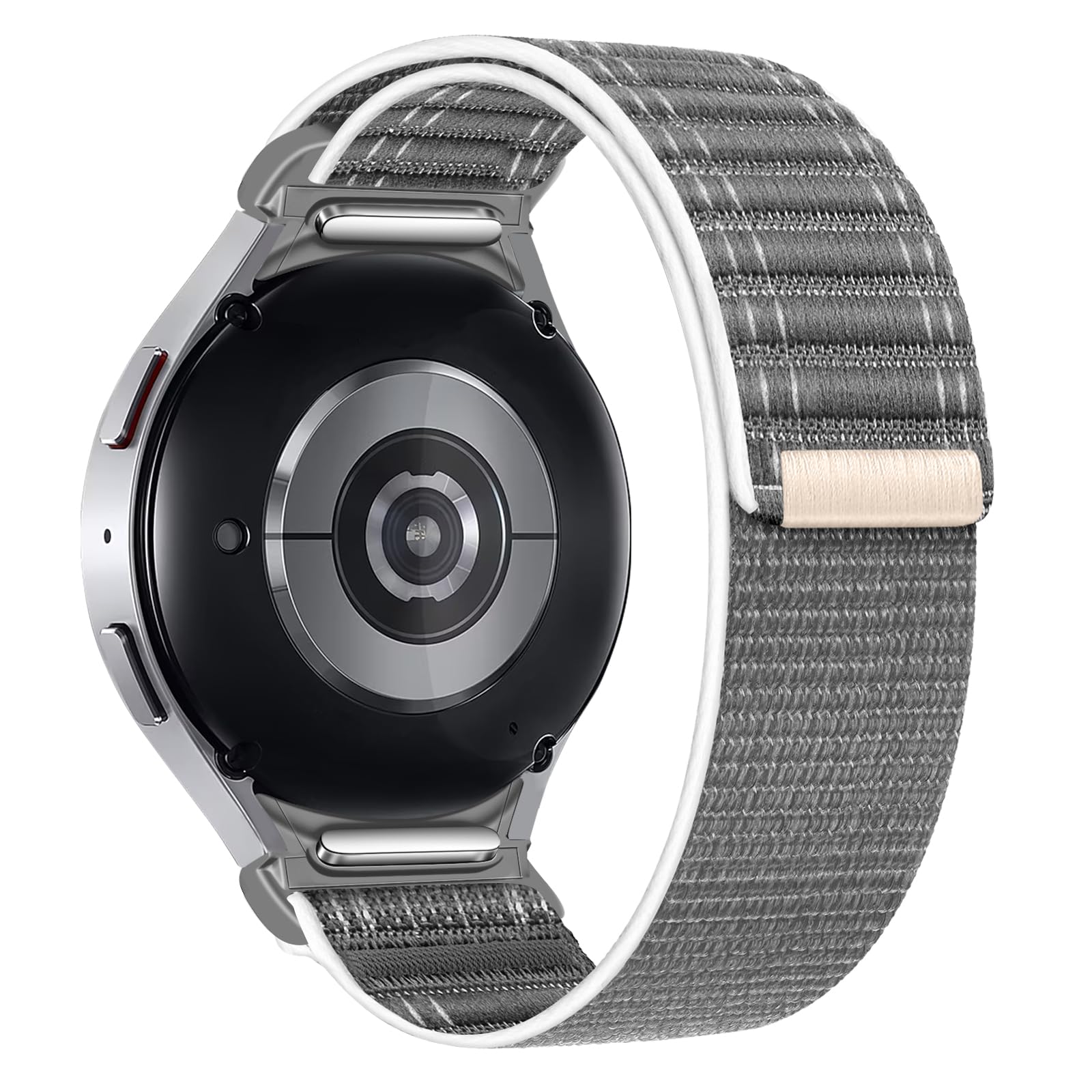 XMUXI No Gap Nylon Strap Compatible with Samsung Galaxy Watch 7/6/5/4/FE 40/44mm Galaxy Watch 6/4 Classic 43/47mm 42/46mm Galaxy Watch 5 Pro 45mm Strap One Click Sport Loop Unisex (Grey)