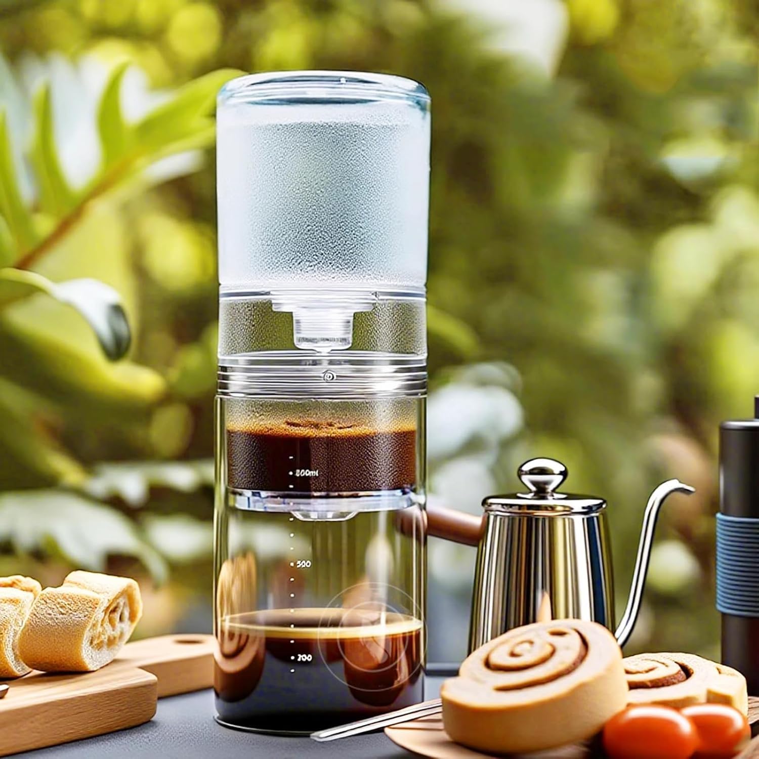 Cafetera De Goteo para Café Frío Y Café Cold Brew, Cafetera De Goteo Lento Tipo Torre para Cold Brew, Capacidad De 600 Ml, Caudal De Agua Ajustable, para Cafeterías, El Hogar Y La Oficina