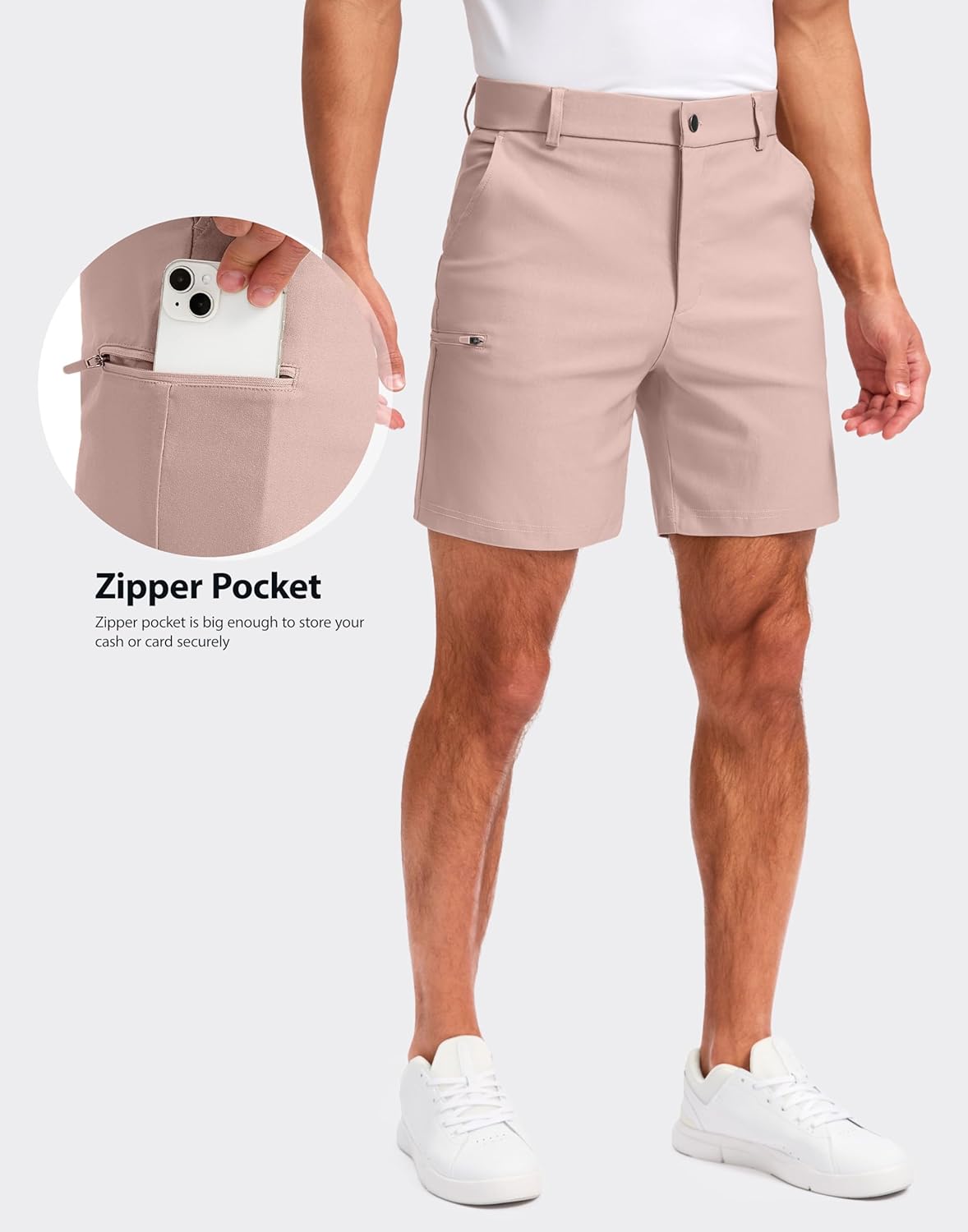 Pudolla Men's Casual Shorts 7/9 Inch Golf Shorts Stretch Dress Work Shorts for Men with 4 Pockets Quick Dry Lightweight - Image 4