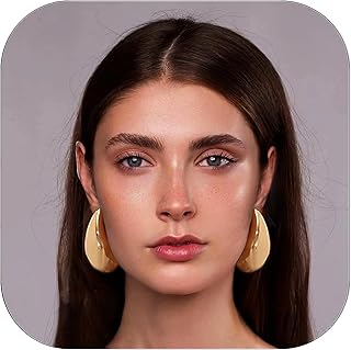 Extra Large Chunky Gold Hoop Earrings For Women Silver Tear Drop Earrings Statement Trendy Big Thick Lightweight Waterdrop with 18K Gold Plated, Girls Gift Designer Dupes Jewelry