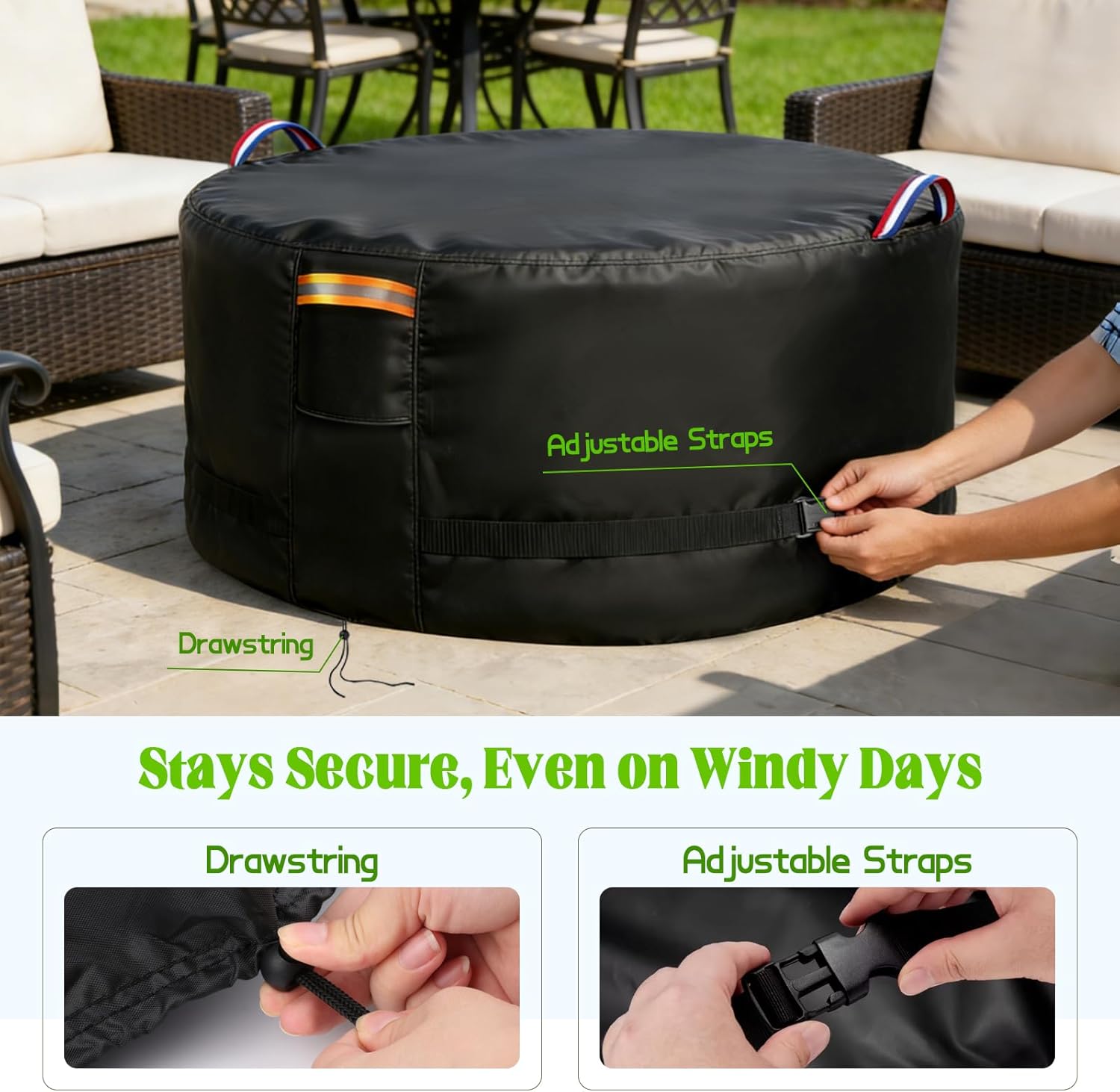 Fire Pit Cover,44in Round Propane Firepit Covers,Outside Gas Propane Fire Pit Table Covers Round Fire Pit Column-44"D x 24"H