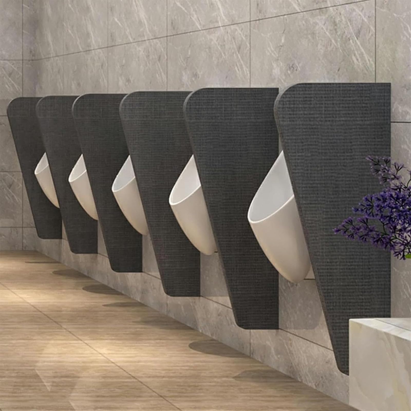 BKSXSOP HeavyDuty Urinal Divider Partitions for Men’s ToiletsWaterproof WallMounted Baffle Set Black 4pcsIdeal Restrooms and Public Facilities