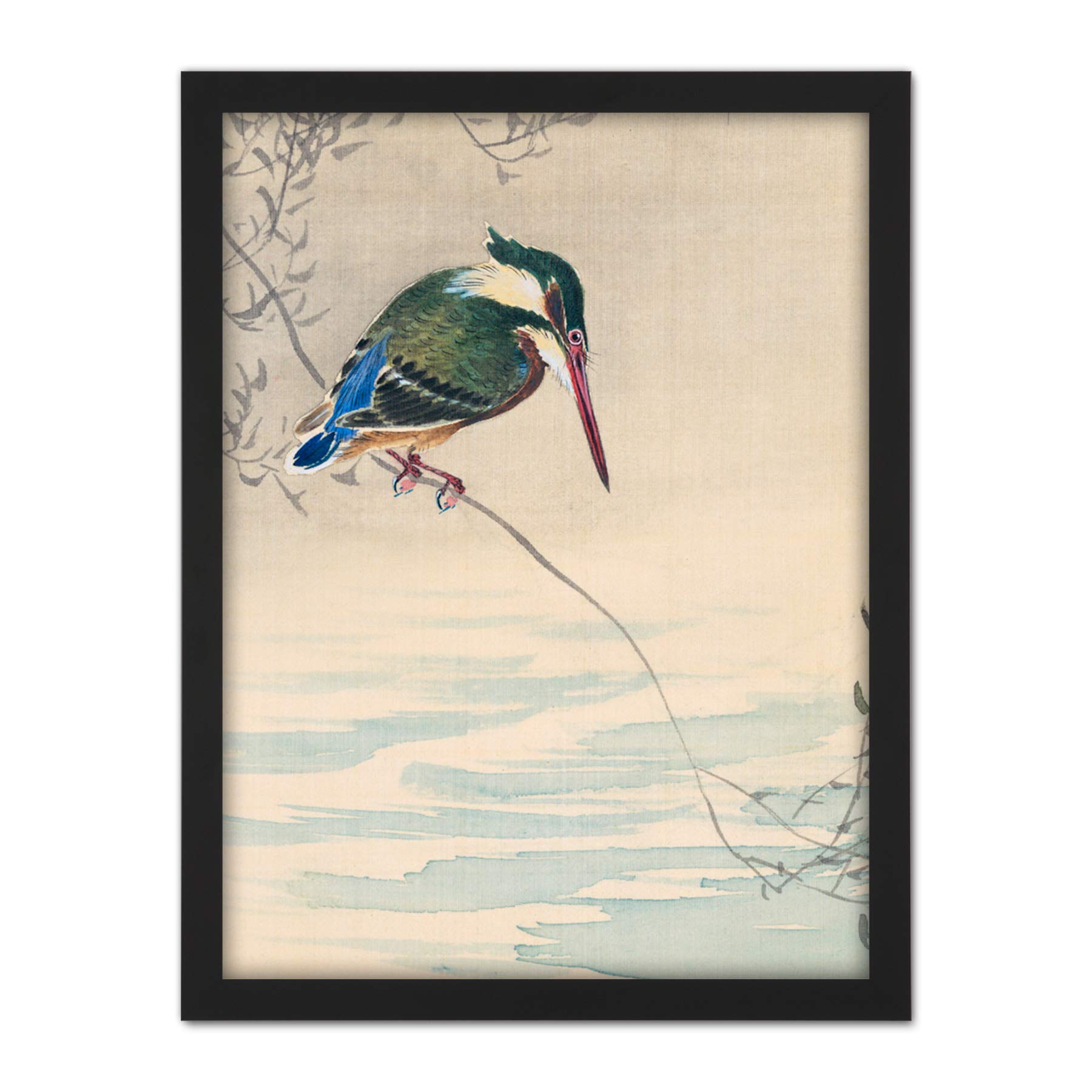 Artery8 Ohara Koson Kingfisher Bird Japanese Painting Artwork Framed Wall Art Print 18X24 Inch