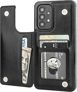 Onetop Compatible with Samsung Galaxy A53 Wallet Case with Card Holder, PU Leather Kickstand Card Slots Case, Double Magnetic Clasp and Durable Shockproof Cover 5G 6.5 Inch(Black)