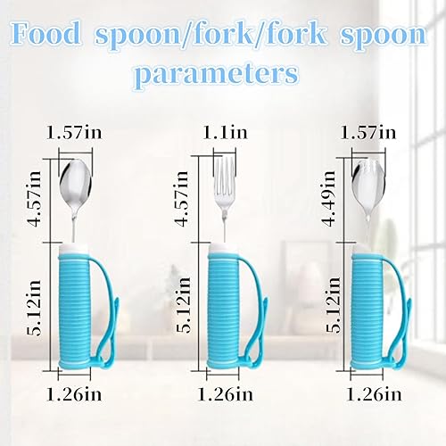 Miniatura 6 de DEEYOTA Utensilios adaptativos, utensilios ponderados para temblores de manos, Parkinson ayudas para vivir, adecuados para ancianos, discapacitados