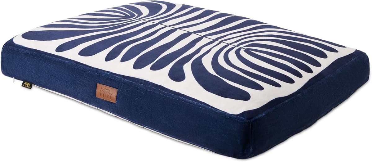 Town & Country Luxe CuddleTown Matisse Everwash® Pillow Pet Bed, Water Repellent Floor Pillow, Machine Washable Cover, Soft & Calming, Navy Blue, Medium 36"x28"x4"