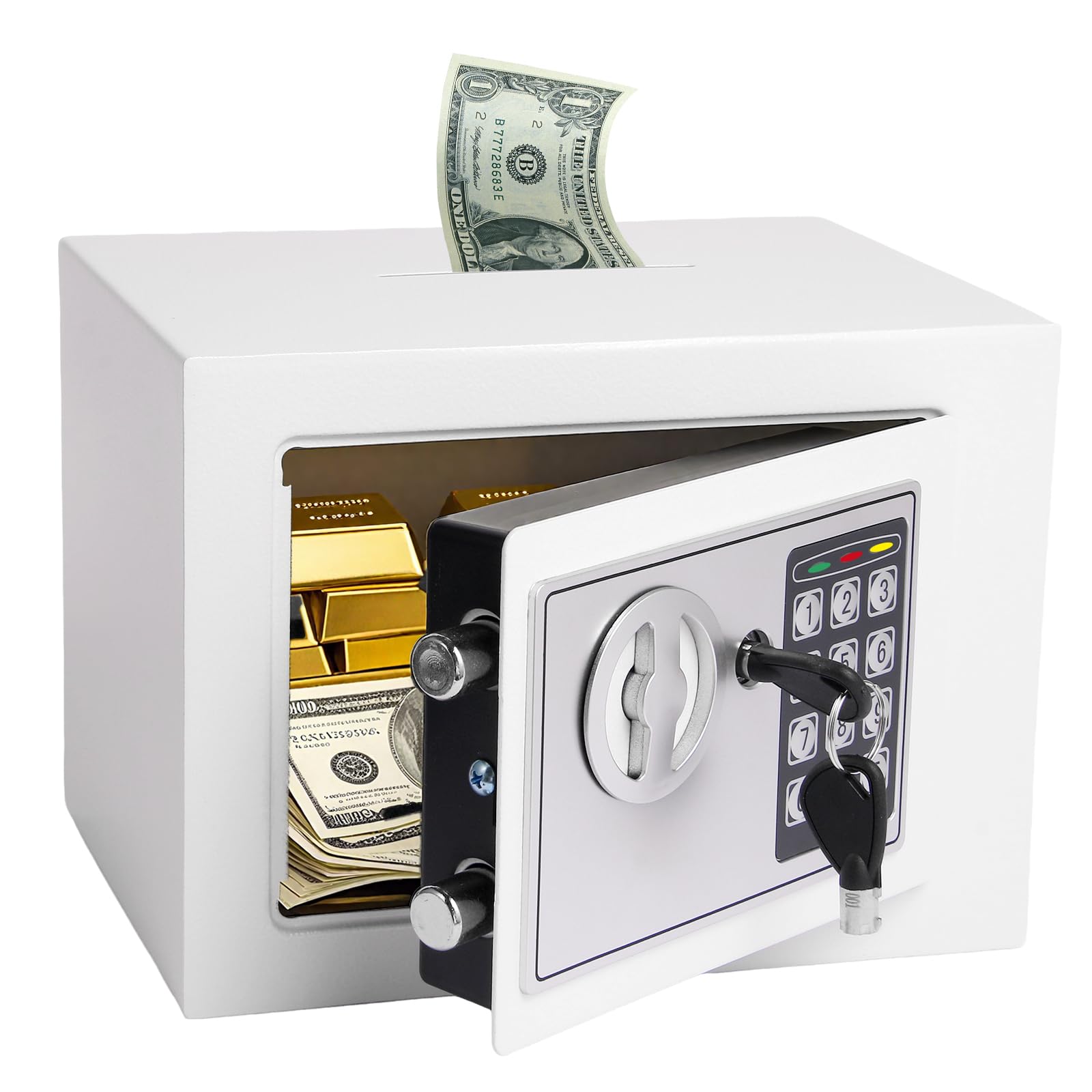 Mini Electronic Safe Box with Digital Keypad Keys Small Safe Deposit Boxes with Coin Slot Safety Boxes for