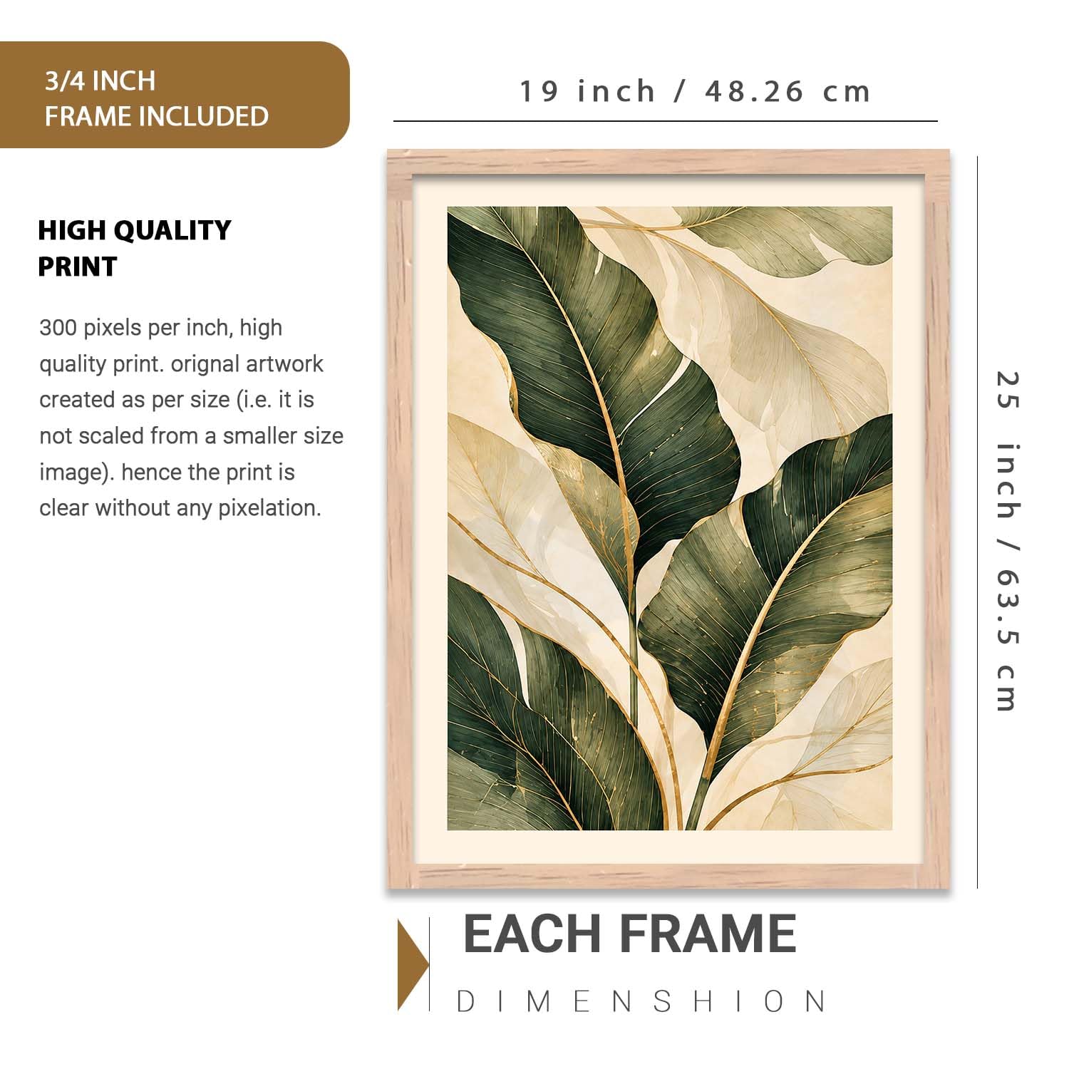 BOHO Floral Wall Art - 3 Frame Set -2