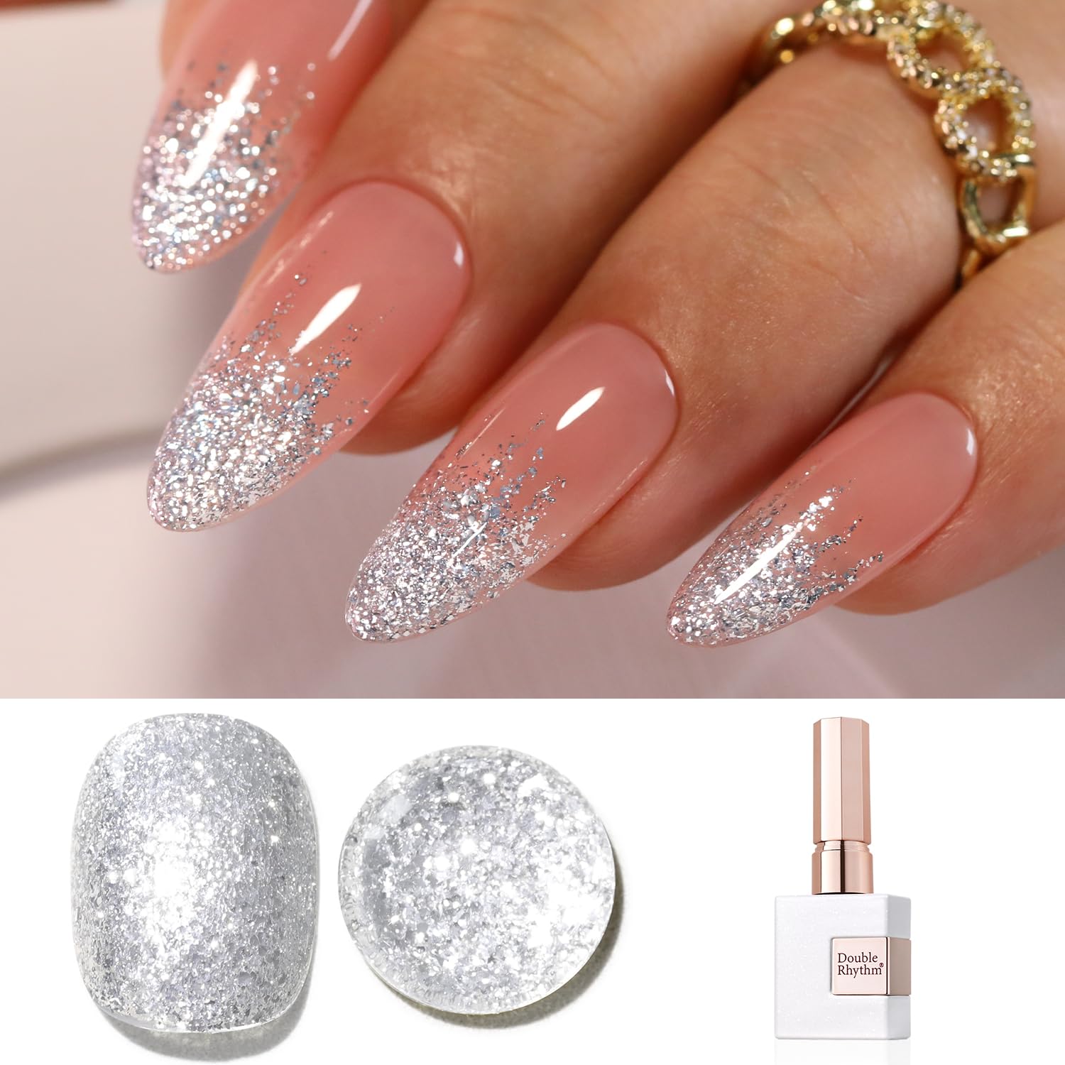 Photo 1 of Double Rhythm 15ML Silver Glitter Gel Polish Color Reflective Sparkle Soak Off Nail Polish Manicure Salon DIY at Home (Silver-B1125)