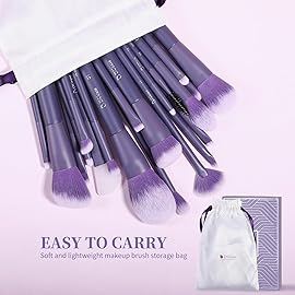 DUcare Makeup Brushes Set Professional 20pcs Vegan Make Up Brushes, Foundation Eyeshadow Concealer Contour Powder Blush Blending Eyeliner Brush with Silicone Face Mask Brush Purple