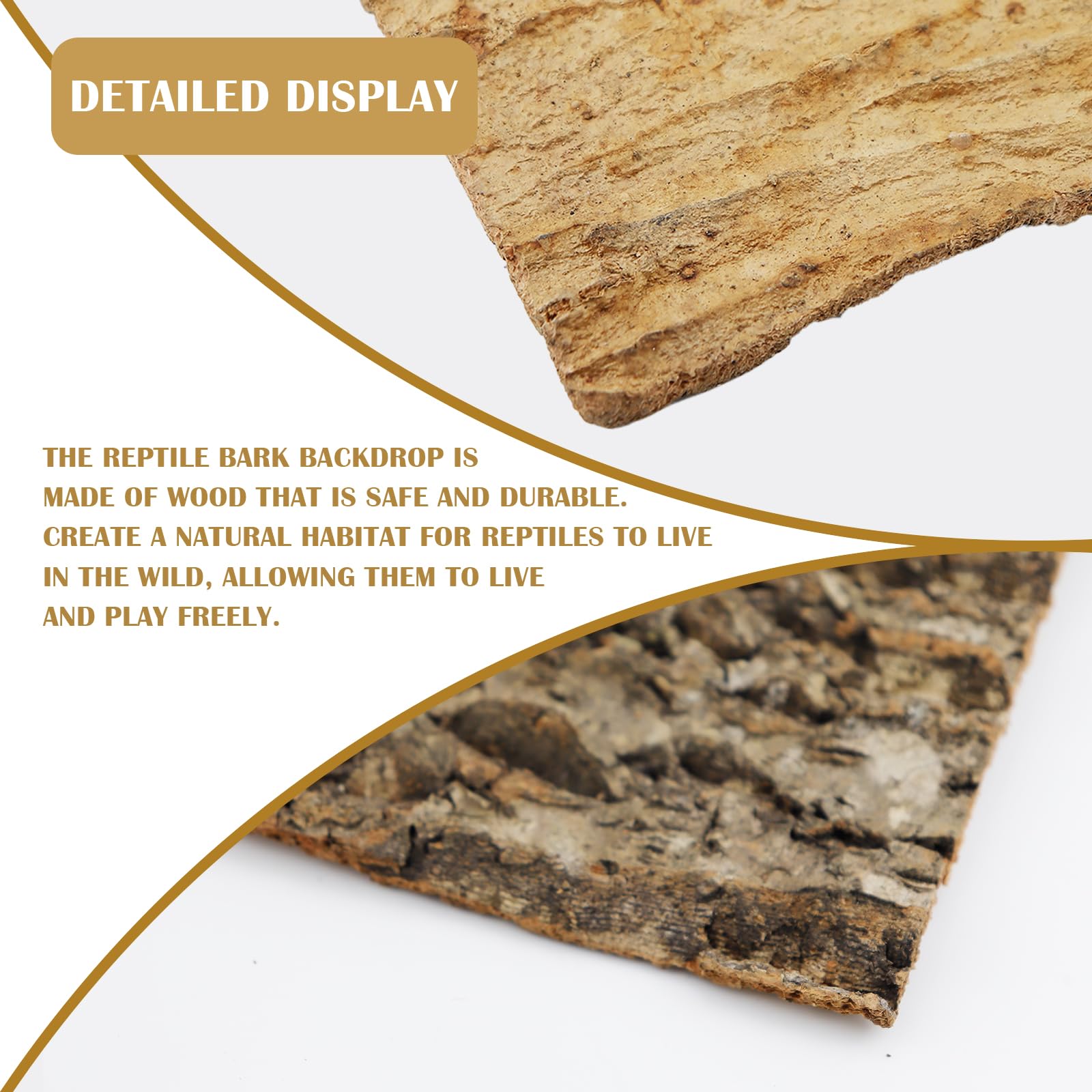 QERUTK Cork Bark, 2-Piece Reptile Decor Bark, Cork Tile Background, Vivarium Background, Cork Sheet - Image 3