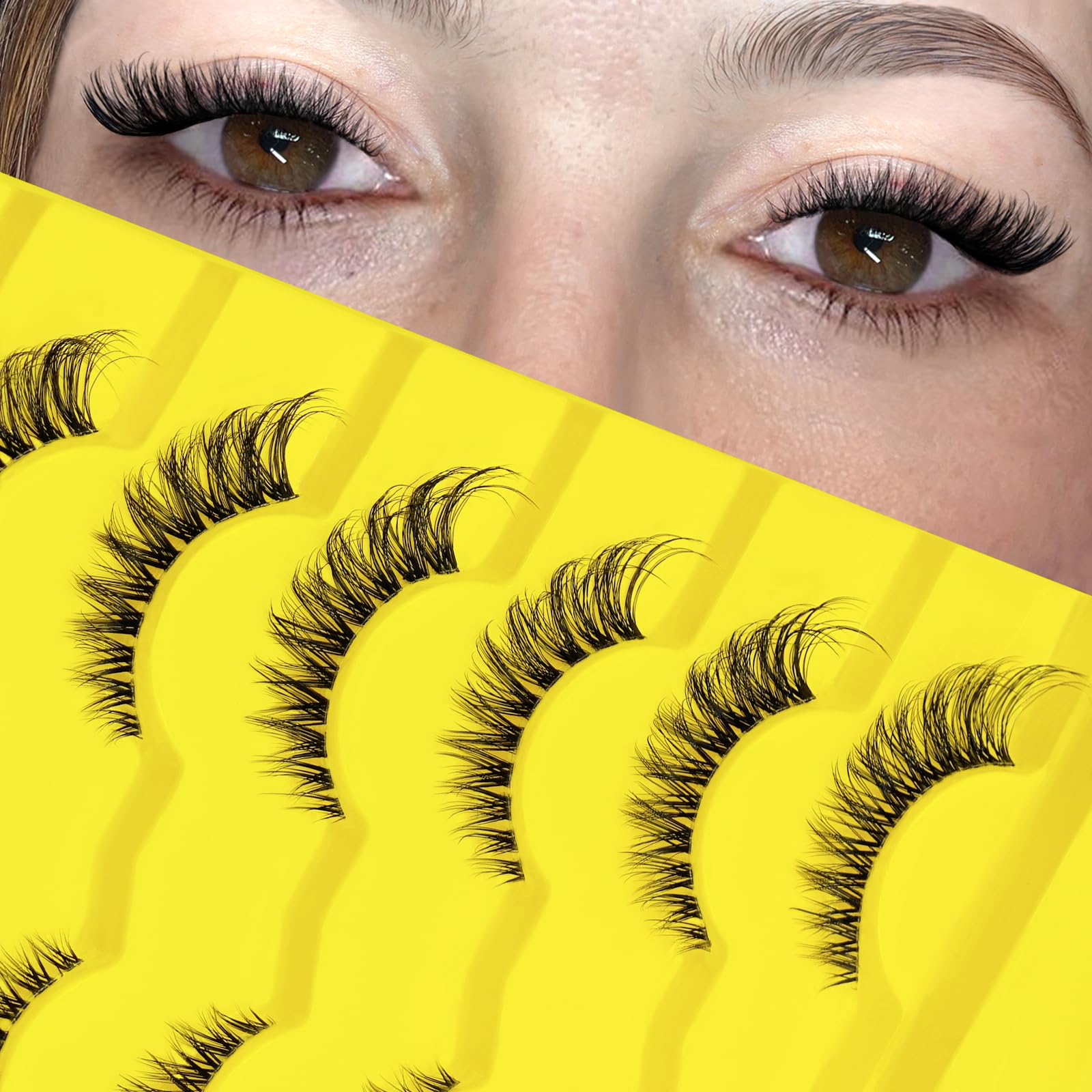Amazon.com: SLSXNL Natural Lashes Fox Eye Wispy Lashes Clear Band