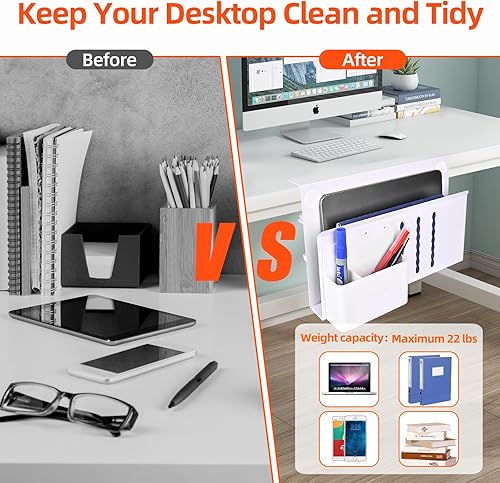 Miniatura 4 de QZTPOWERER Organizador de escritorio con soporte magnético para bolígrafos, almacenamiento sin perforaciones, libros de escritorio y computadora