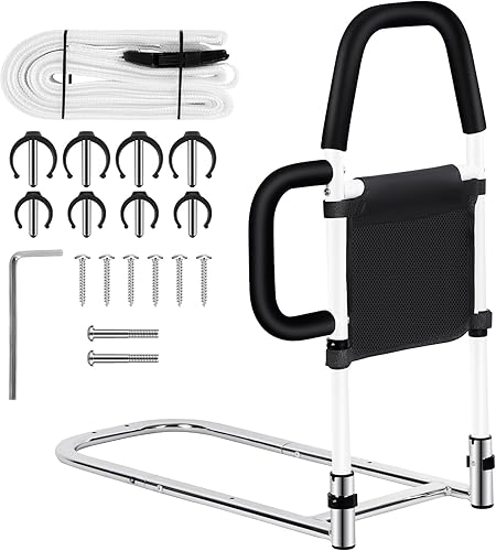 Rieles de cama para adultos mayores, altura ajustable, riel de asistencia de cama para personas mayores con mango antideslizante, barra de soporte