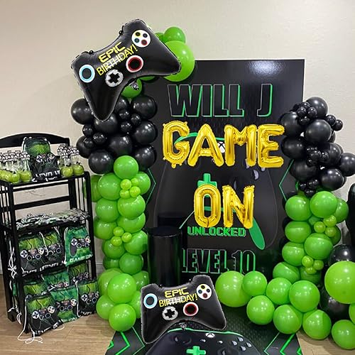 Miniatura 5 de 107 pcs Game On Balloons Arch Garland Party Decoration Black Green Video Game Party Supplies for Level Favor Theme Birthday Party Decorations