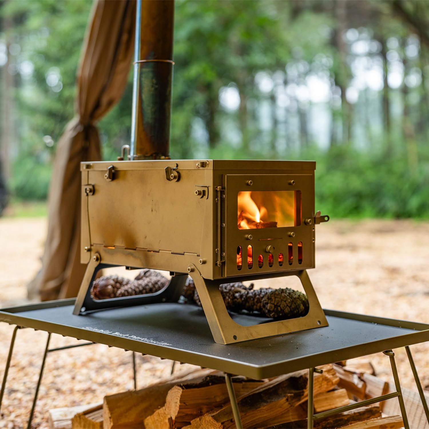 POMOLY Camping Holzofen Titanofen, Ti Mini 0,6 Tragbarer, leichter Heißzeltofen zum Wandern, Kochen, Heizen (Ofenrohr 6,56 Fuß/2 m)