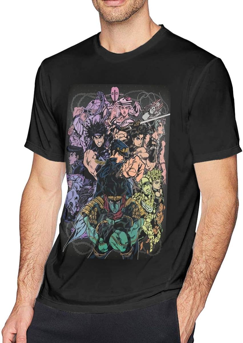 FAEOT Mens Classic Jojos Bizarre Adventure Tshirts L Black