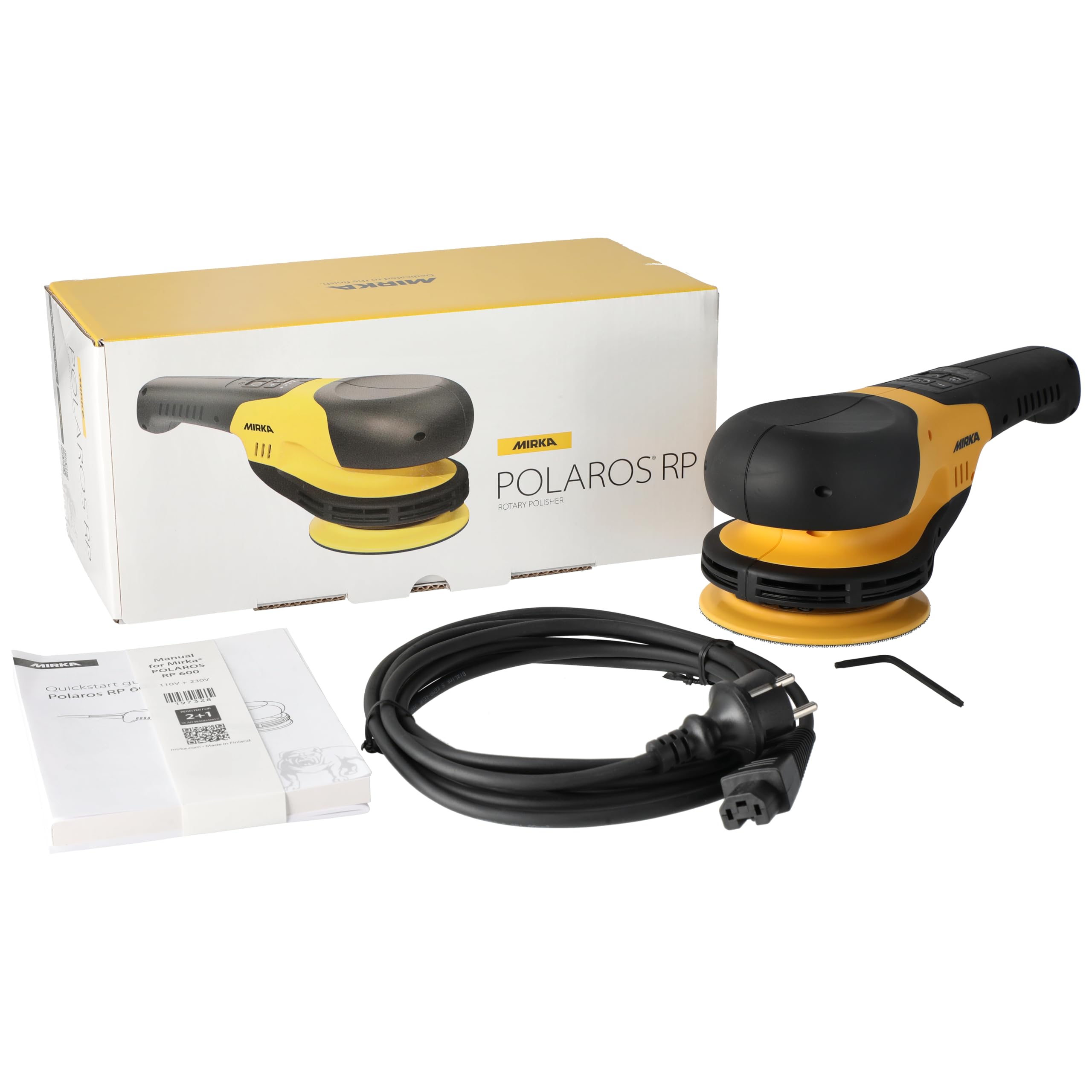 Mirka POLAROS, polisseuse rotative 150 mm, câble électrique, jaune/noir