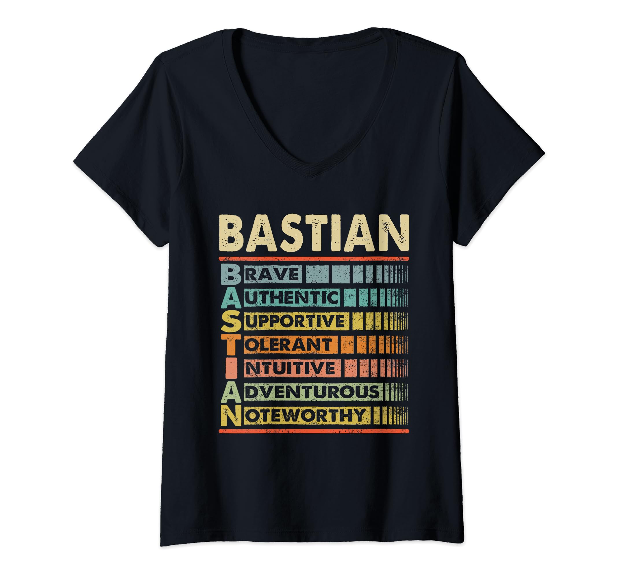 Womens BASTIAN Family Name BASTIAN Last Name Team V-Neck T-Shirt
