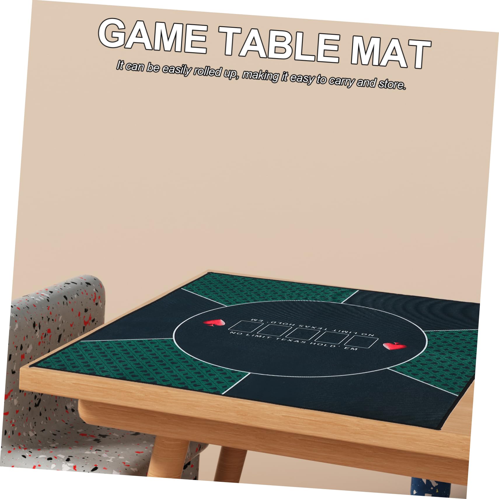KOMBIUDA Tappeto da Poker Verde Antiscivolo Rettangolare Design Stampato per Giochi di Ruolo e Feste, Copertura per Tavoli da Gaming