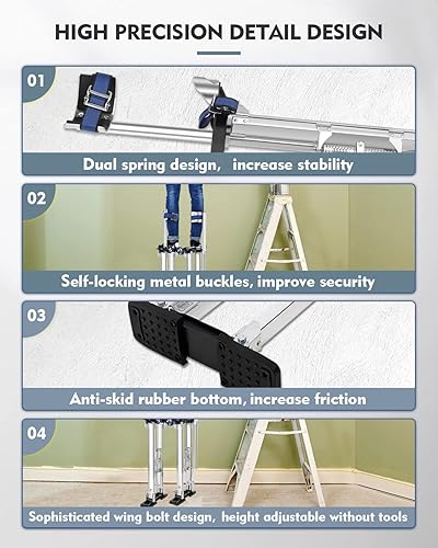 Miniatura 4 de GCCSJ Zancos para paneles de yeso, zancos de paneles de yeso de 48 a 64 pulgadas para adultos, alturas ajustables, zancos de aluminio para pintor,