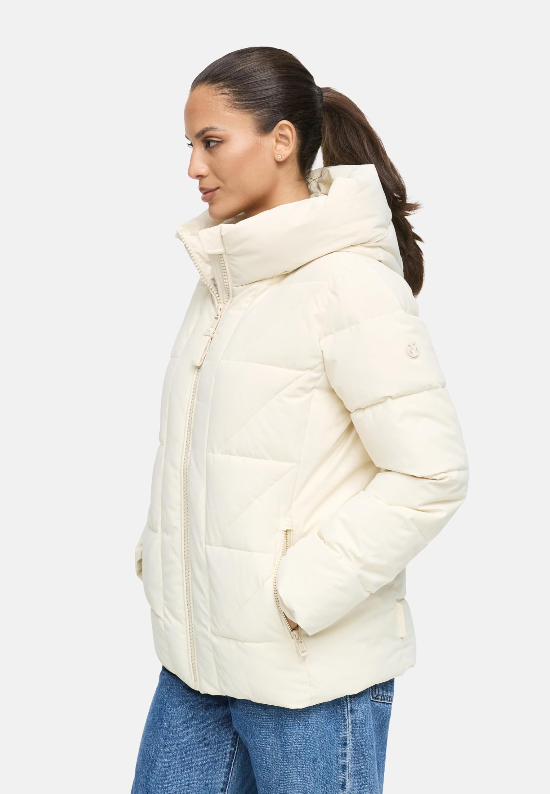 MARIKOO Damen Winterjacke warme Steppjacke Winterjacke mit Raffinierter Steppung Kuschelnasee 16 XS-5XL