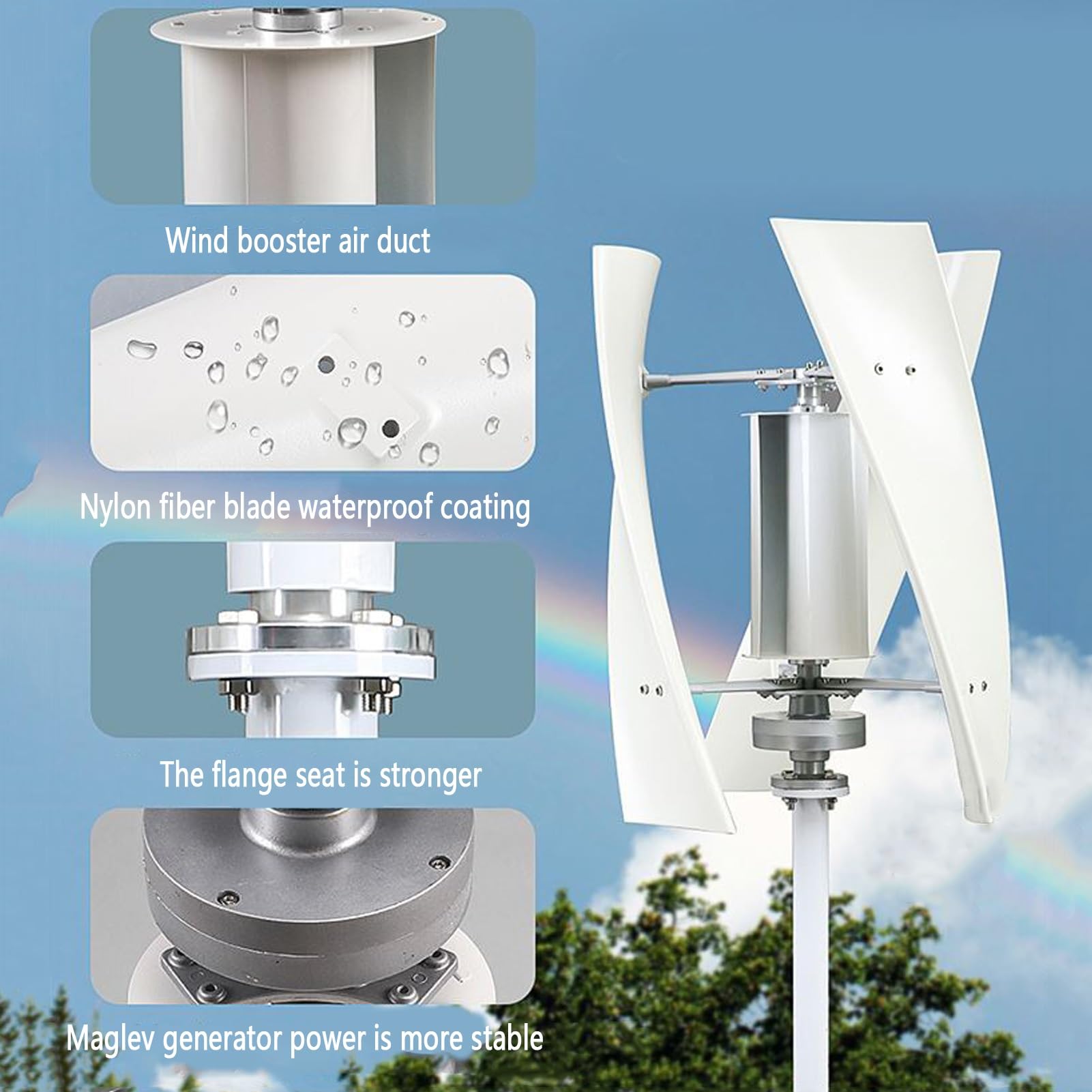 2000W Silent Veal Axis Windkraftanlage Generator Kit mit Controller & Anemometer für Zuhause, Wohnmobil, Marine - Niedrige Geschwindigkeit, rote 24V Windkraftlösung