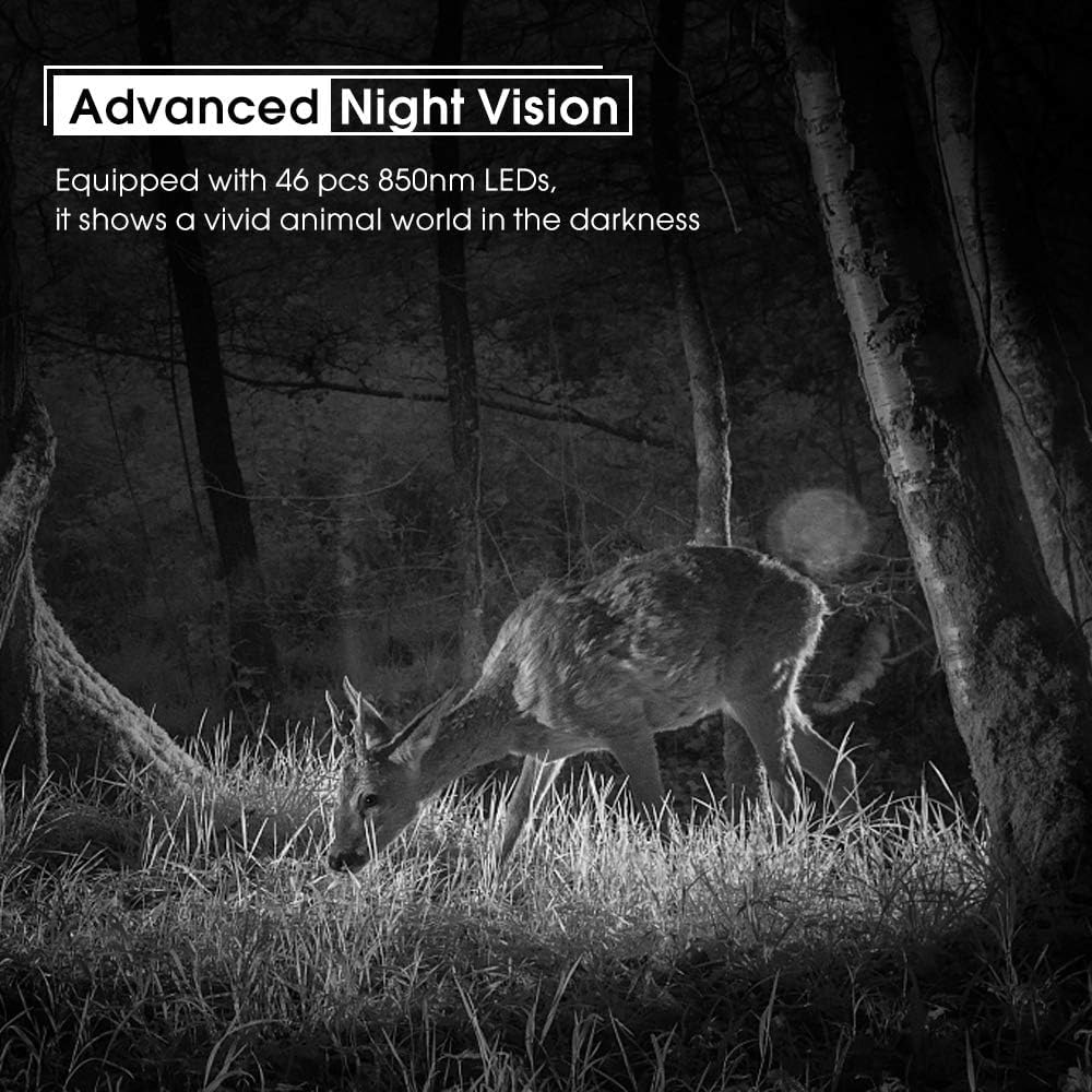 coolife Wildcamera Dual Camera 4K 32MP Aftrekafstand tot 25 m wildcamera met bewegingsmelder nachtzicht 0,1 s snelle trigger jachtcamera met automatische IR-dimtechnologie