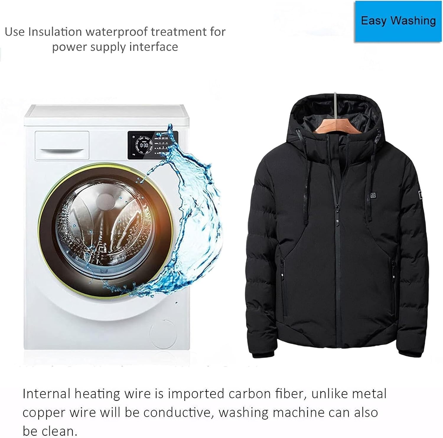 USB Electrically Heated Jacket with 3 Temperature Levels Winter Warm Jackets for Hunting, Outdoor, Camping