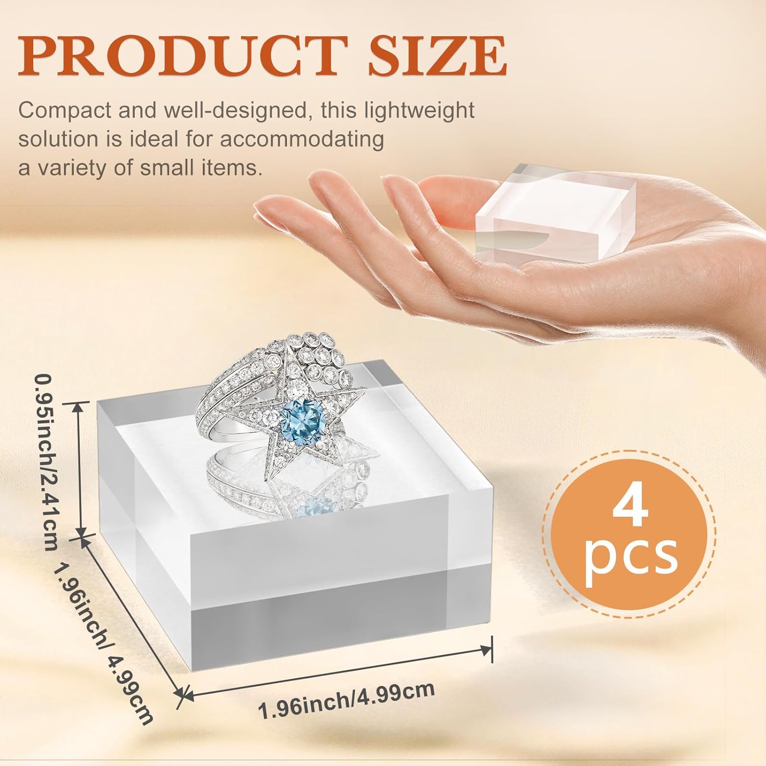2 Pcs Acrylic Cake Stand (6", 8") with Square Acrylic Blocks 2 X 2 X 1 Inch 4 Pcs