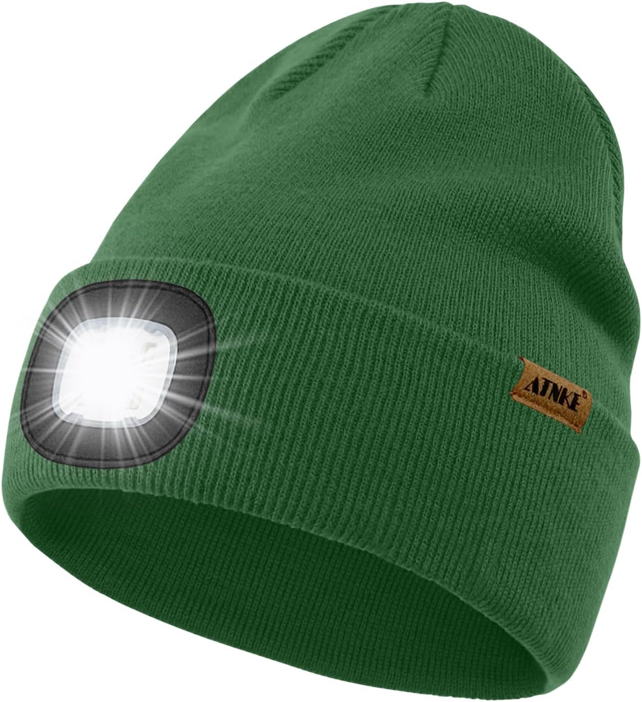 ATNKE LED Lighted Beanie Cap,USB Rechargeable 4 LED Running Headlamp Bright Hat with Light Tech Gifts for Men and Women
