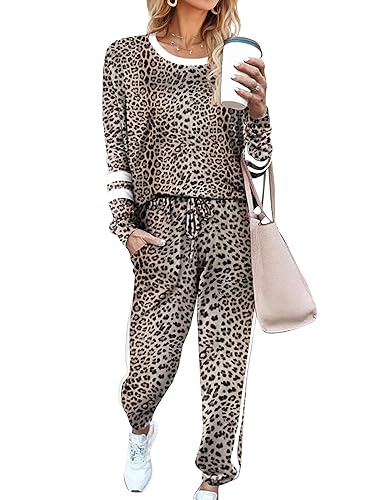 Aloodor Sweatsuit for Women 2 Piece Outfits for Womens Crewneck