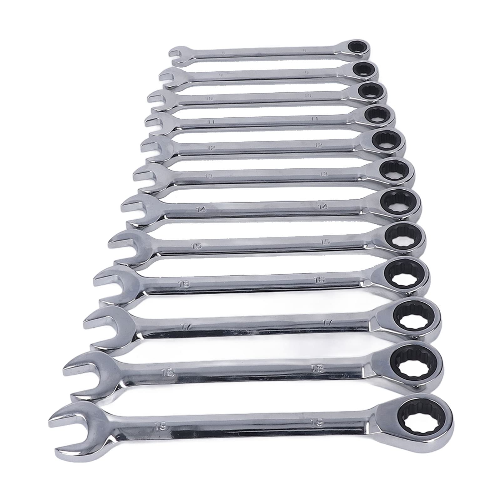 Zestaw Kluczy Grzechotkowych z głowicą stałą Zestaw Kluczy Grzechotkowych ze Stali Chromowo-wanadowej 8 Mm do 19 Mm 72 Zęby Kąt Obrotu 5 Stopni do Mechaniki Samochodowej i Użytku Domowego