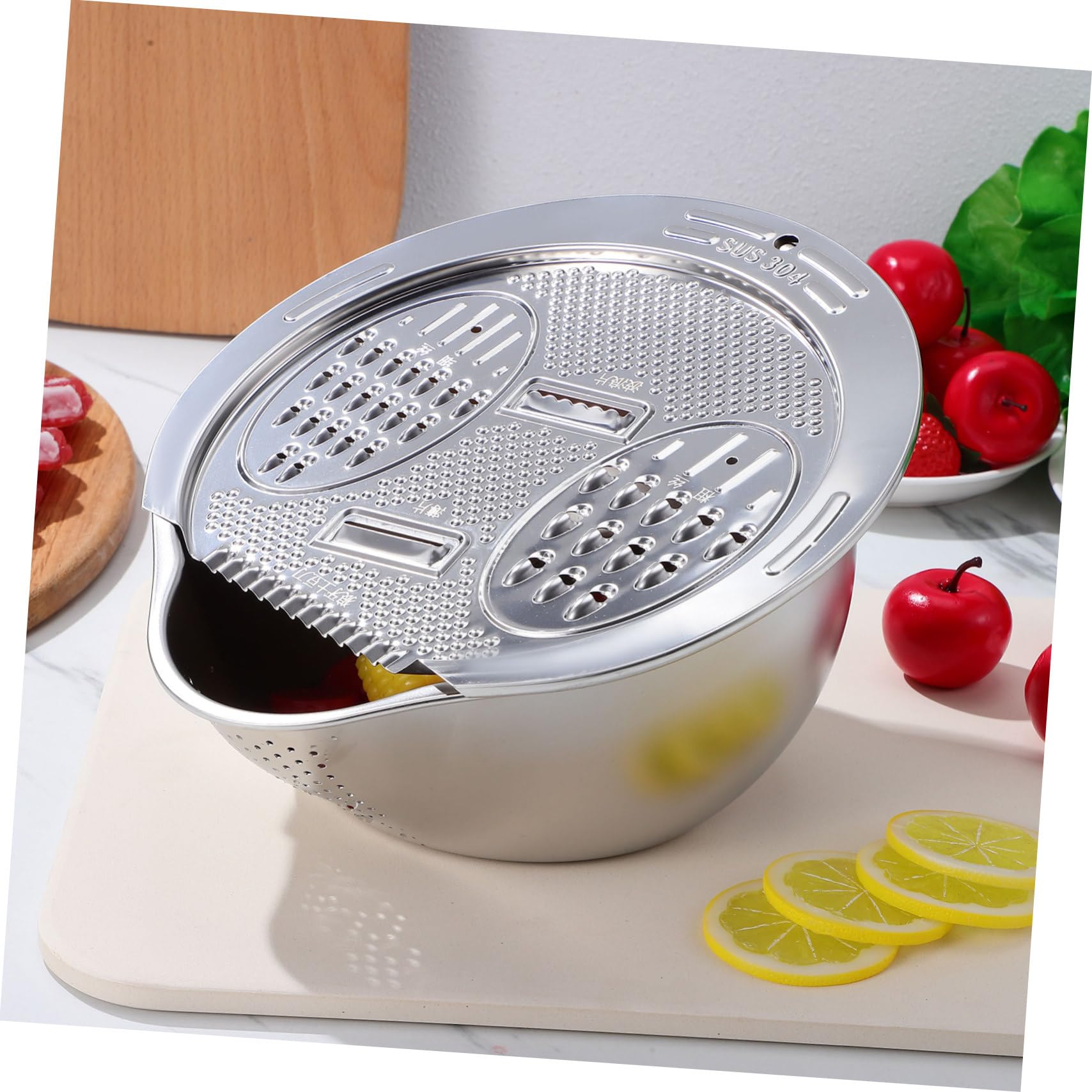 Lavadero De Arroz De Acero Inoxidable Colador Multifuncional Para Lavar Arroz Frutas y Verduras La Cocina Escurridor De Alimentos Asa