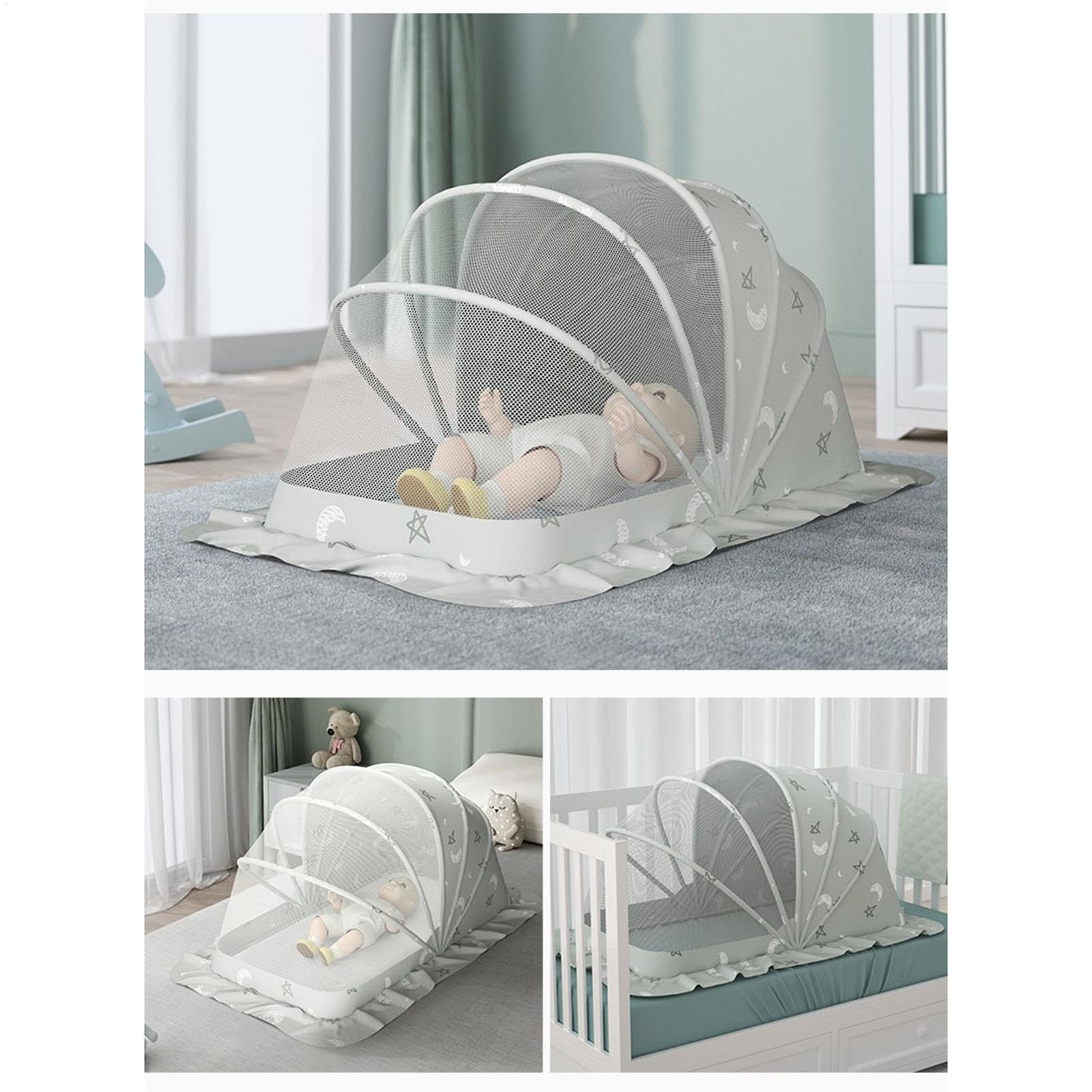 Babysicherheit Kinderbett Zelt, Babybett Zelt | Klappernte Netting -Babybettwäsche | Semi-Shading Foldable Tragbares Babybett-Sicherheits-Baldachin-Netzabdeckung für Kleinkindbett sicher