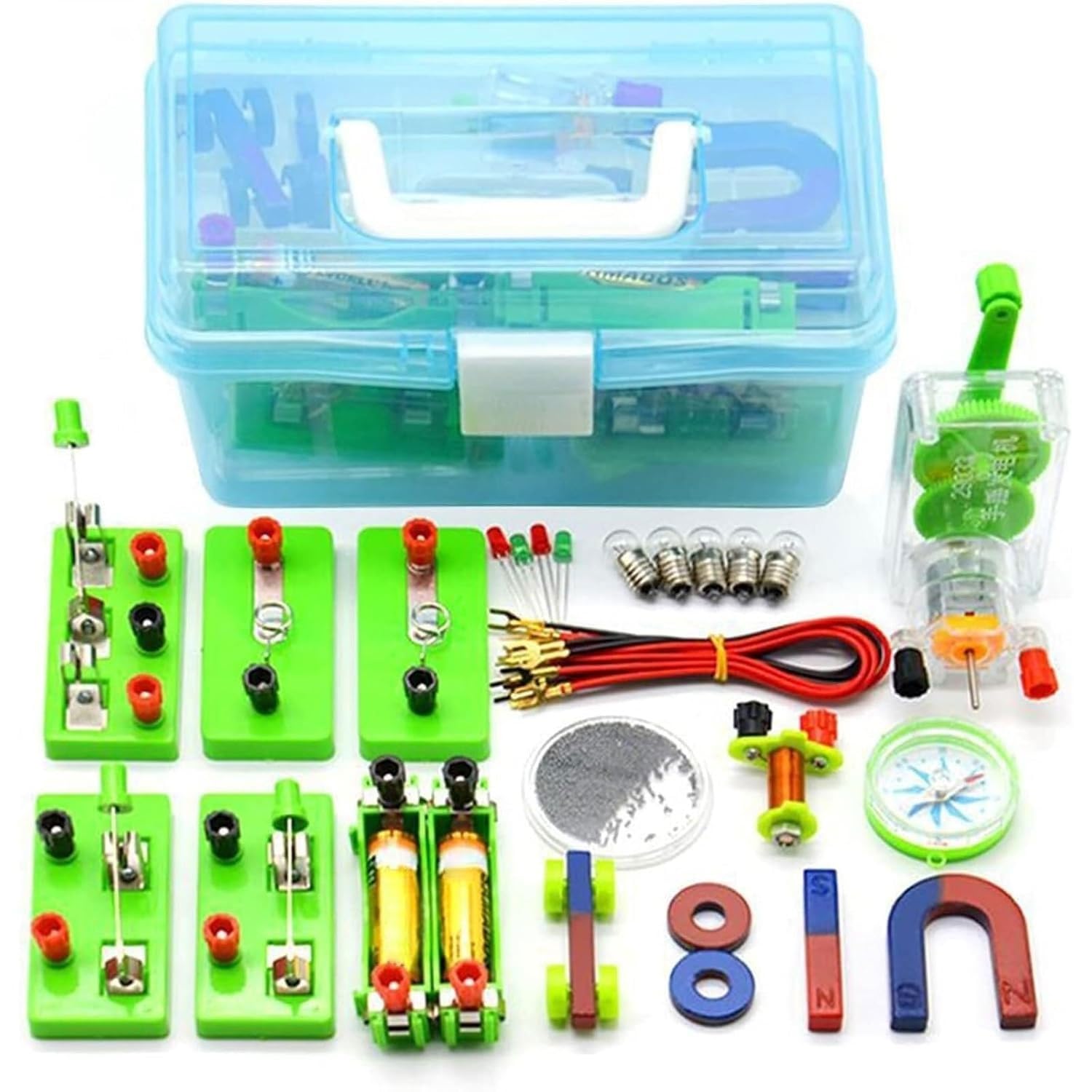 Circuito electromagnético: caja experimental de equipos físicos con soporte en serie y paralelo