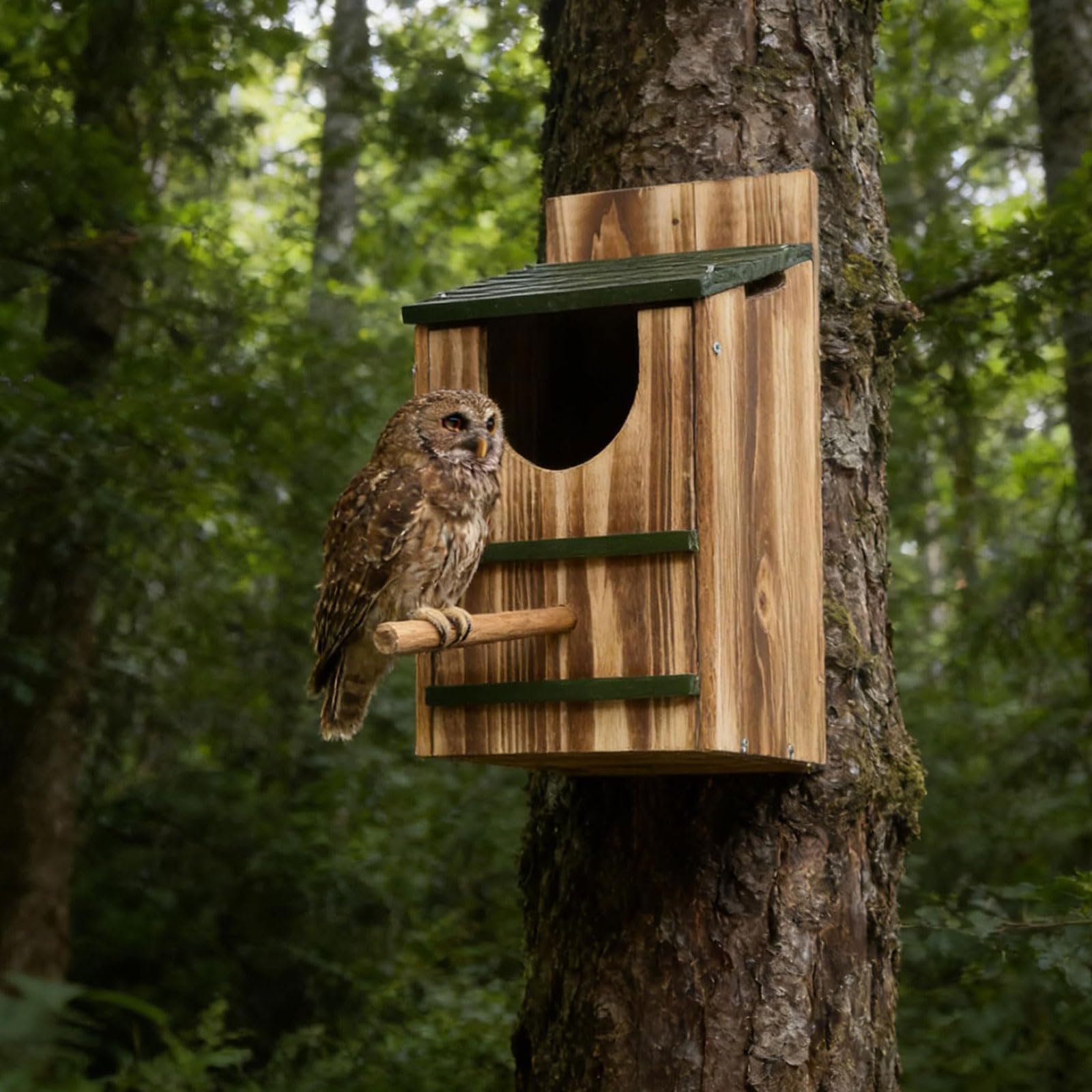 Vogelhaus aus Holz, Eulenhaus mit Stangenhalterung, leicht zu reinigender Nistkasten für Garten, Bluebird Scheuneneule