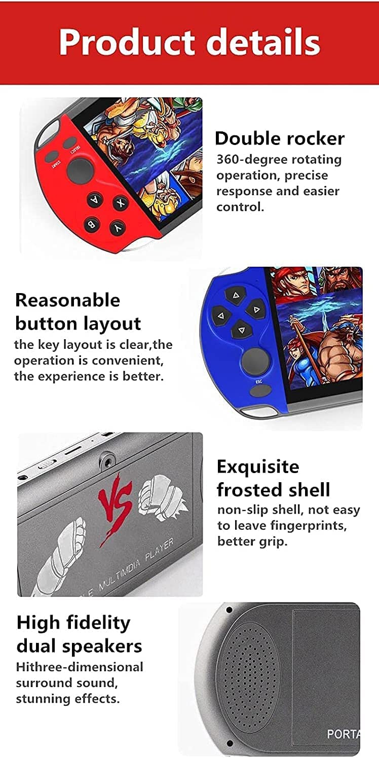 CHROX Console per Videogiochi A Doppio Giocatore con Maniglia Wireless da 6,5 Pollici Giochi 9100 Incorporati, Sistema di Gioco Portatile per Simulatori, Regalo di Natale per Bambini