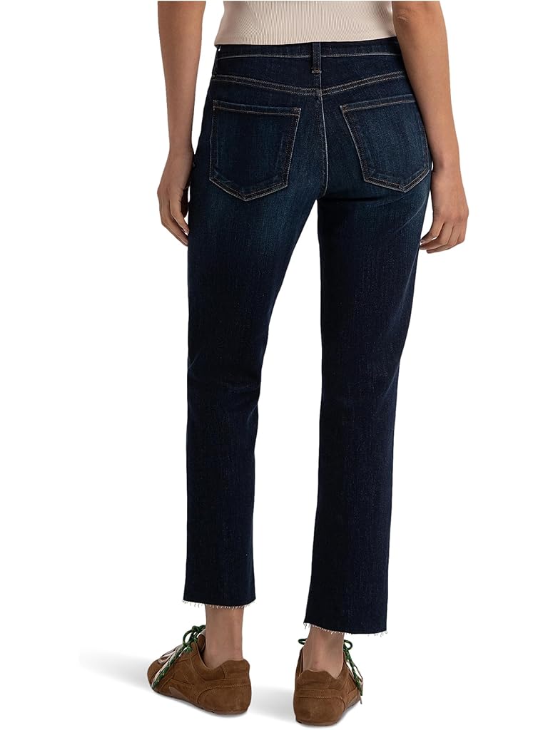 Navy KUT from the Kloth Reese High-rise Fab Ab Ankle Straight Raw Hem