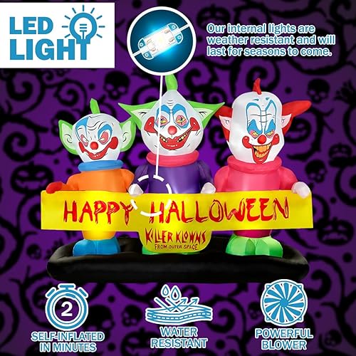 Miniatura 4 de BLOWOUT FUN Decoración inflable de Halloween de 6 pies de largo, decoración inflable para césped, patio, interior, exterior, hogar, patio, fiesta,