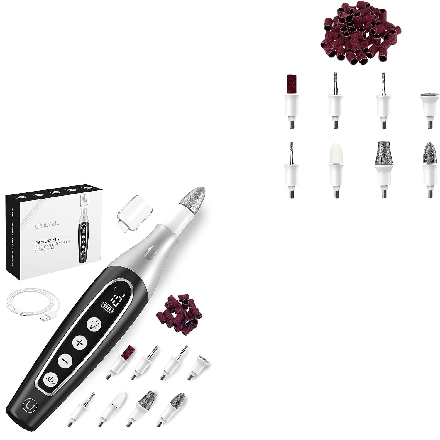 UTILYZE PediLux Pro (Black) + Replacement Drill Bits Bundle
