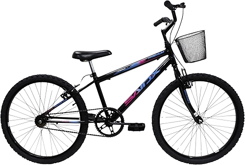 Bicicleta Aro 24 Bike Sem Marcha Feminina Saidx Premium Freio V-Brake Com Cesta