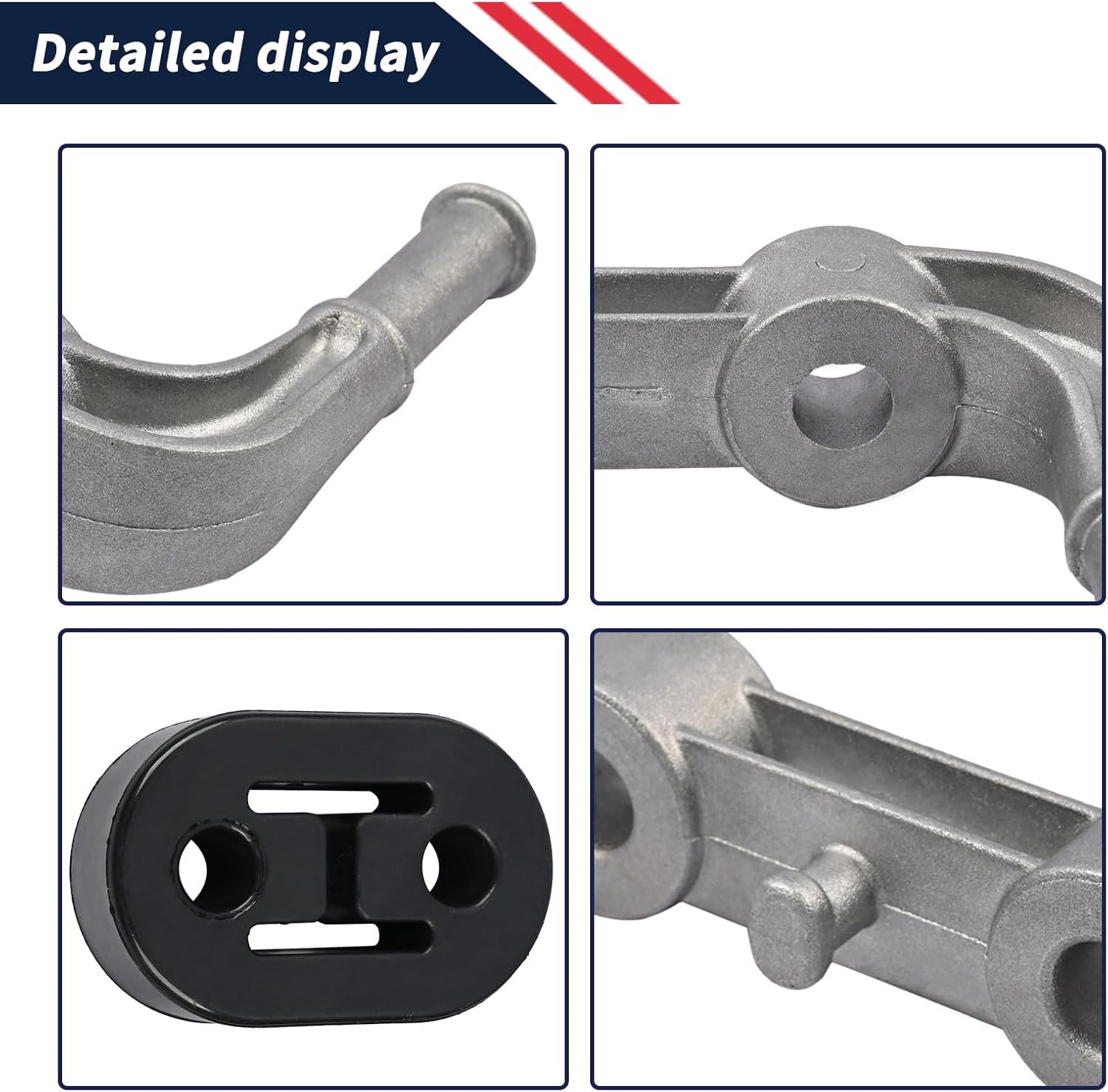 Rear Left & Right Exhaust Bracket Muffler Support Assembly 68275662AB 68395841AA Compatible with Dodge Ram 1500 3.0L 5.7L 6.2L 2019-2025 with 2Pcs Hanger Rubber