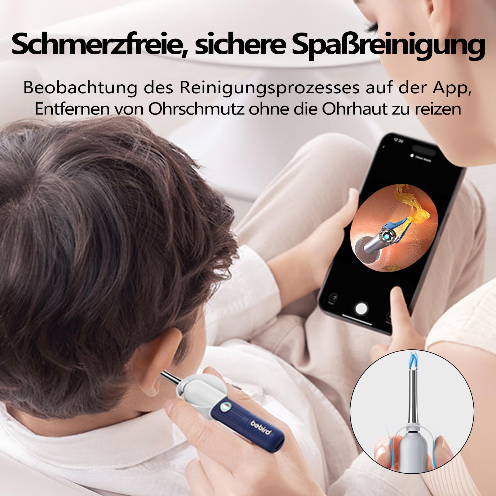 Upgrade Earsight Ohrenschmalz Entfernung Kamera Licht Tool Set, Ohrenreiniger mit flexiblen drahtlosen Otoskop, Painless Visual Pinzette Entferner, tragbare Ohr Reinigung Kit Blua