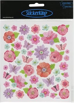 Pink Peonies Stickers, Multicolor